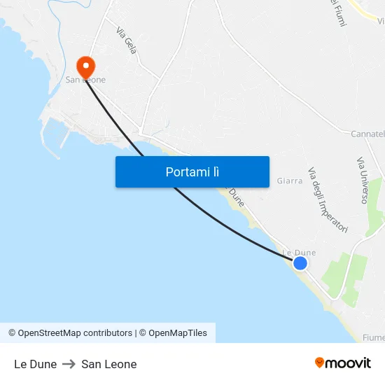 Le Dune to San Leone map