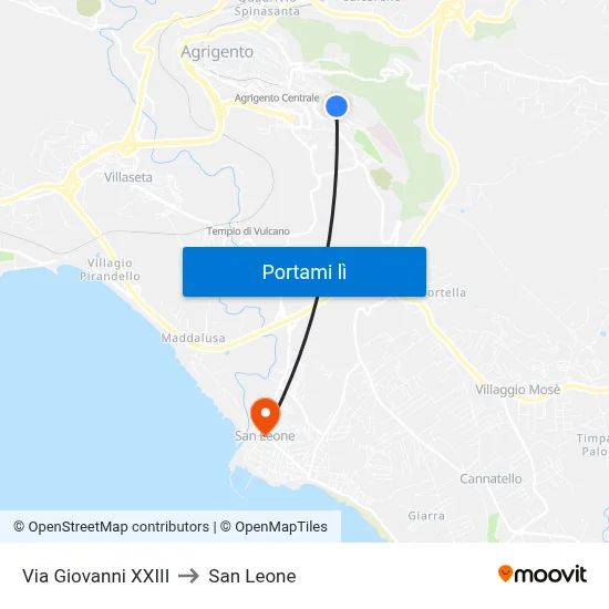 Via Giovanni XXIII to San Leone map