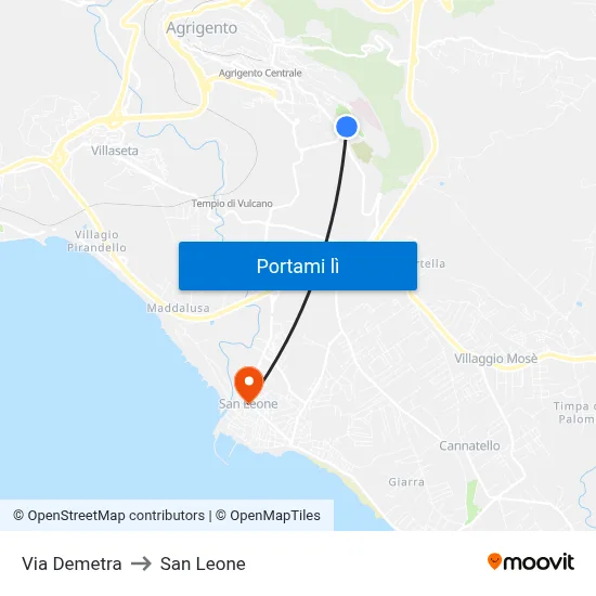 Via Demetra to San Leone map