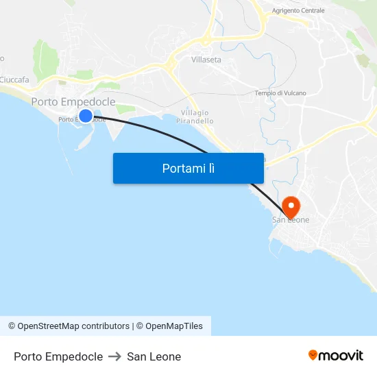 Porto Empedocle to San Leone map