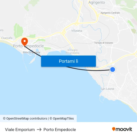 Viale Emporium to Porto Empedocle map