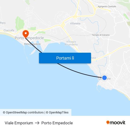 Viale Emporium to Porto Empedocle map