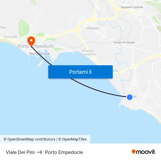 Viale Dei Pini to Porto Empedocle map