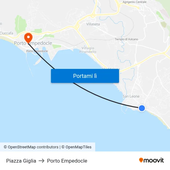 Piazza Giglia to Porto Empedocle map