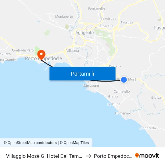 Villaggio Mosè G. Hotel Dei Templi to Porto Empedocle map