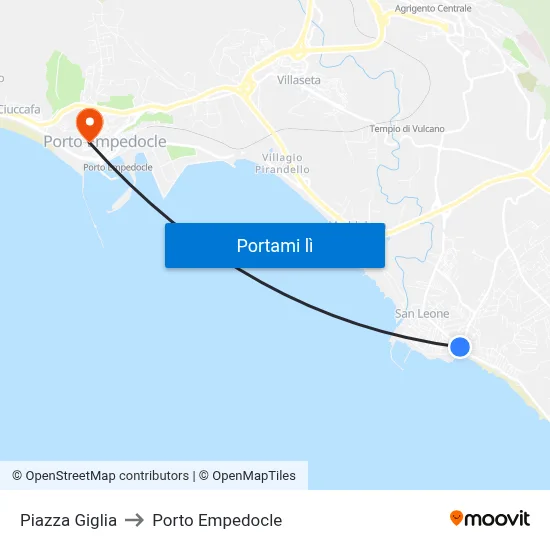 Piazza Giglia to Porto Empedocle map