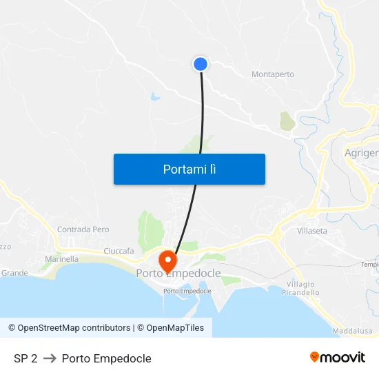 SP 2 to Porto Empedocle map
