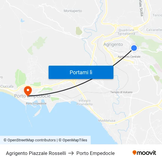 Agrigento Piazzale Rosselli to Porto Empedocle map