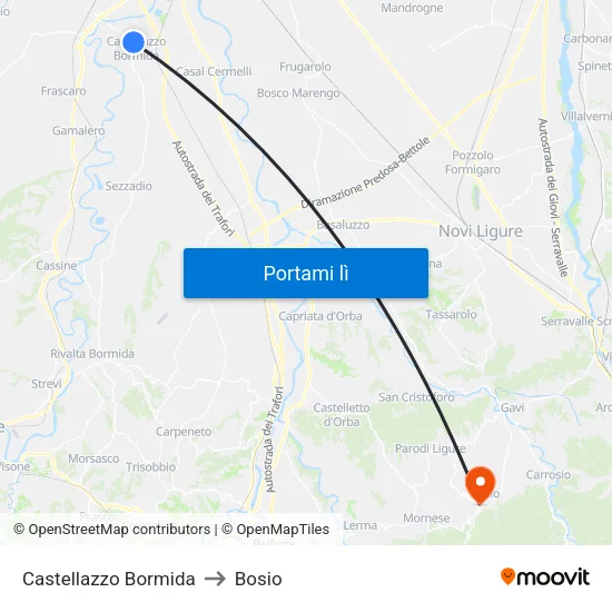 Castellazzo Bormida to Bosio map