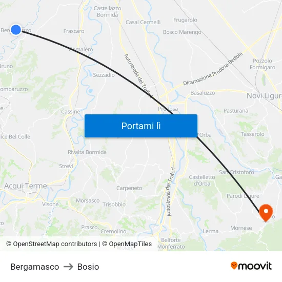 Bergamasco to Bosio map
