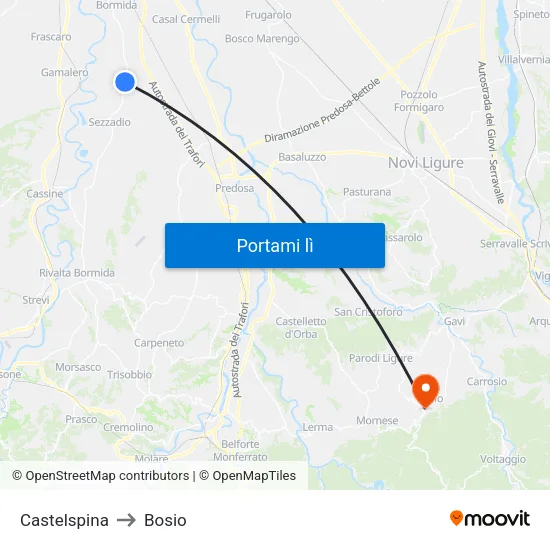 Castelspina to Bosio map