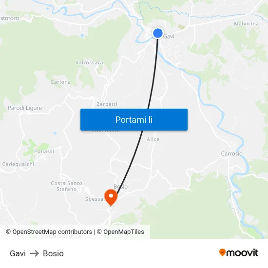 Gavi to Bosio map