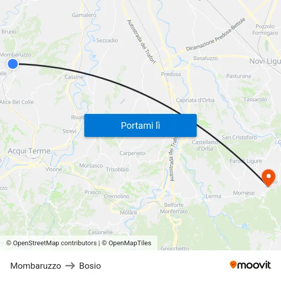 Mombaruzzo to Bosio map
