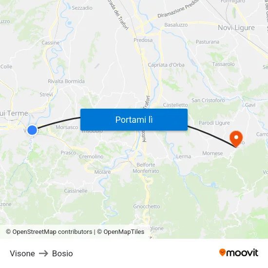 Visone to Bosio map