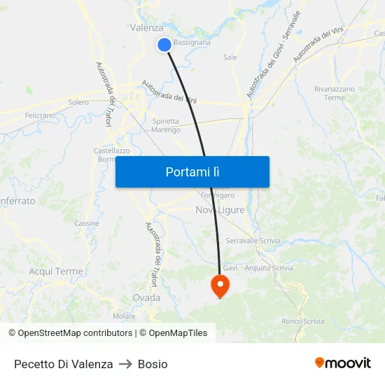 Pecetto Di Valenza to Bosio map