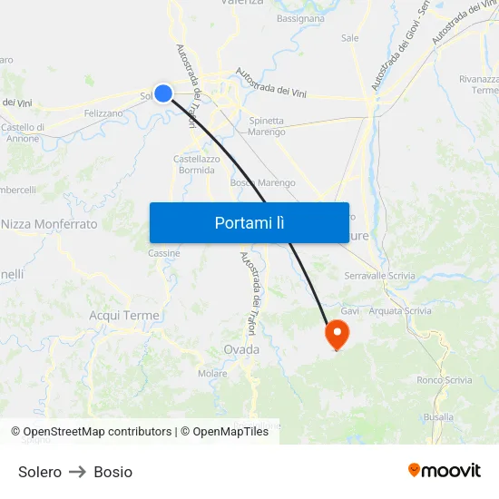 Solero to Bosio map
