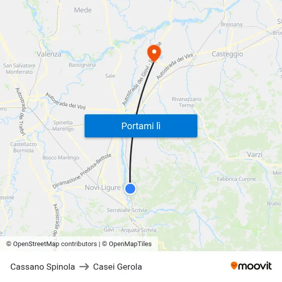 Cassano Spinola to Casei Gerola map