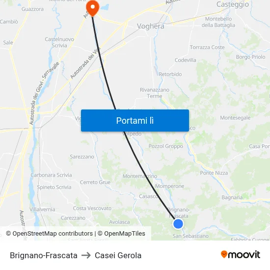 Brignano-Frascata to Casei Gerola map