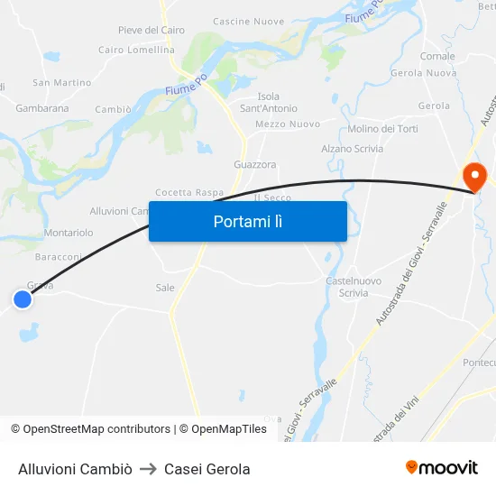 Alluvioni Cambiò to Casei Gerola map