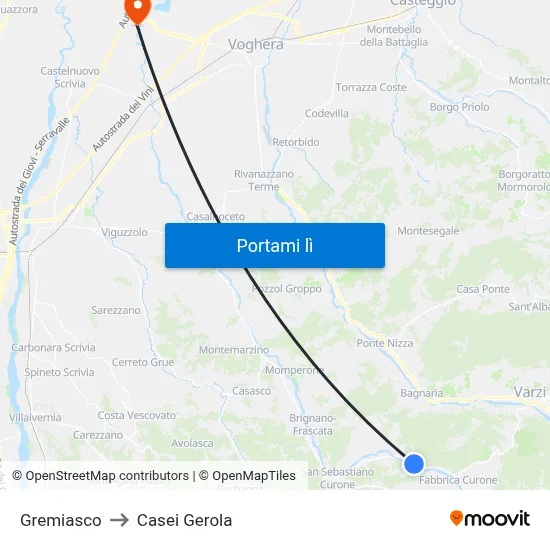 Gremiasco to Casei Gerola map