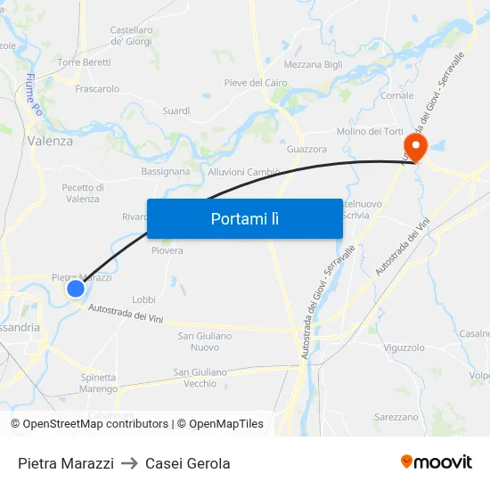 Pietra Marazzi to Casei Gerola map