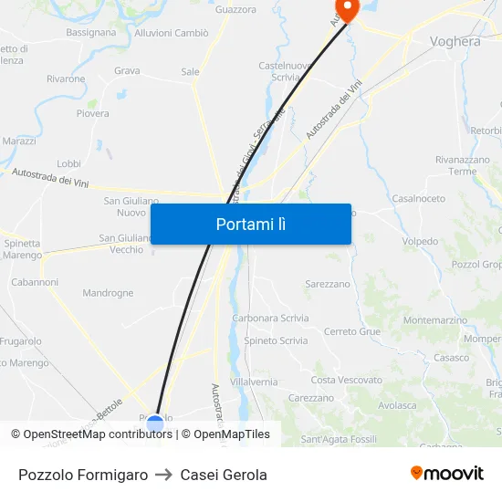 Pozzolo Formigaro to Casei Gerola map
