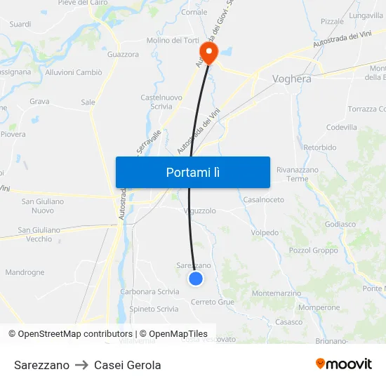 Sarezzano to Casei Gerola map