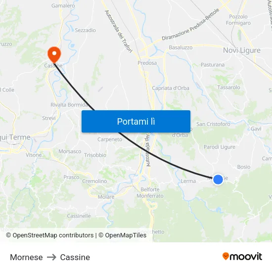 Mornese to Cassine map