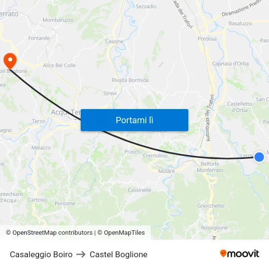 Casaleggio Boiro to Castel Boglione map