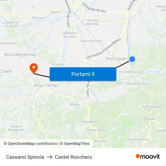 Cassano Spinola to Castel Rocchero map