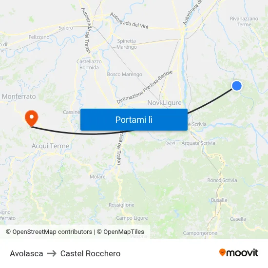 Avolasca to Castel Rocchero map