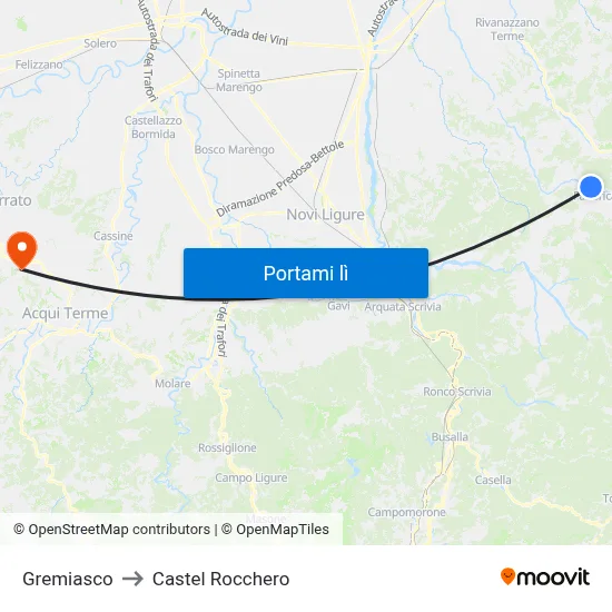 Gremiasco to Castel Rocchero map