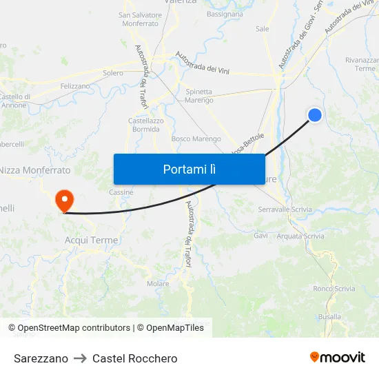 Sarezzano to Castel Rocchero map
