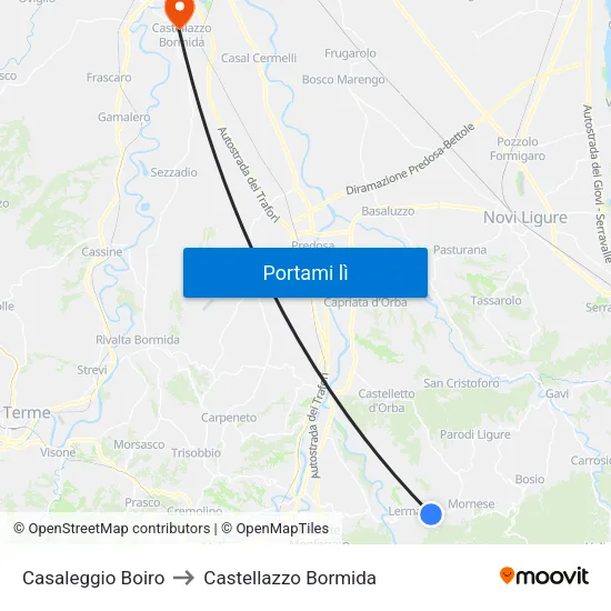 Casaleggio Boiro to Castellazzo Bormida map