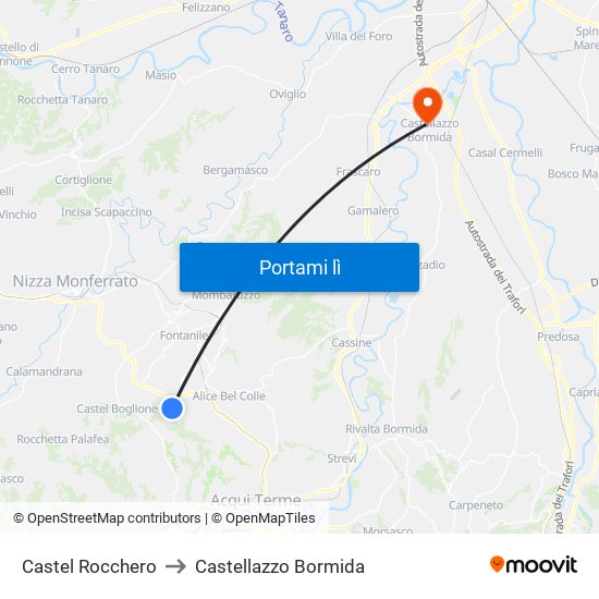 Castel Rocchero to Castellazzo Bormida map