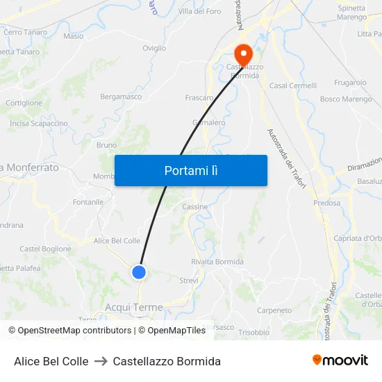 Alice Bel Colle to Castellazzo Bormida map