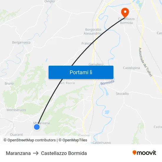 Maranzana to Castellazzo Bormida map