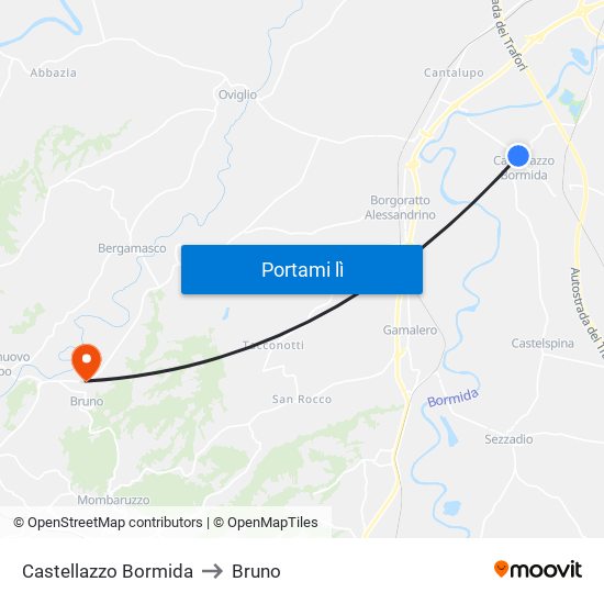 Castellazzo Bormida to Bruno map