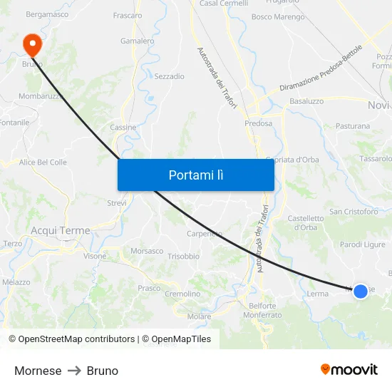 Mornese to Bruno map