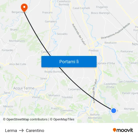 Lerma to Carentino map
