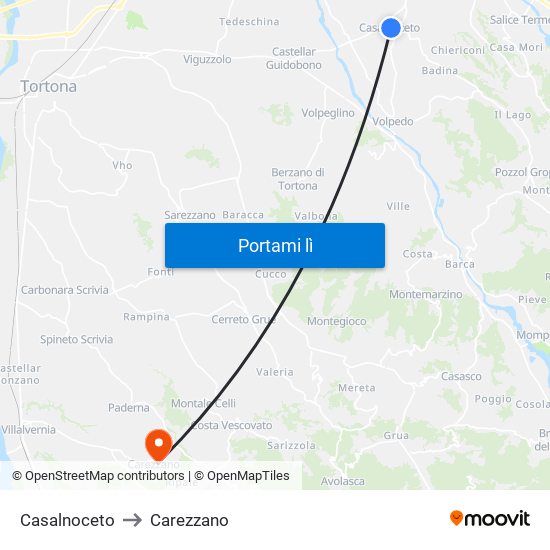 Casalnoceto to Carezzano map