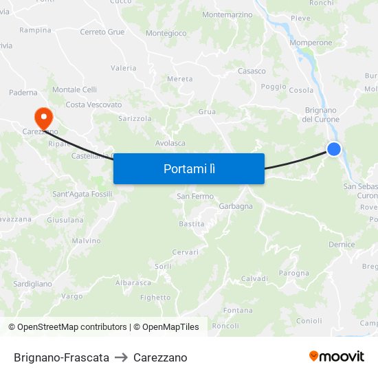 Brignano-Frascata to Carezzano map