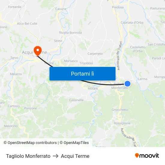 Tagliolo Monferrato to Acqui Terme map