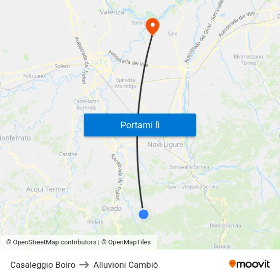 Casaleggio Boiro to Alluvioni Cambiò map