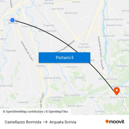 Castellazzo Bormida to Arquata Scrivia map