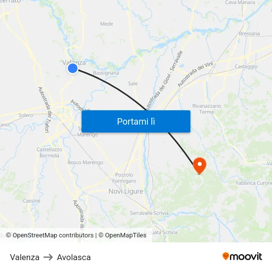 Valenza to Avolasca map
