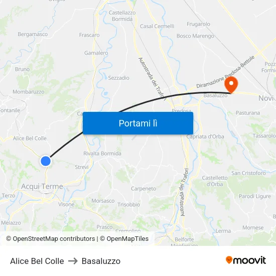 Alice Bel Colle to Basaluzzo map