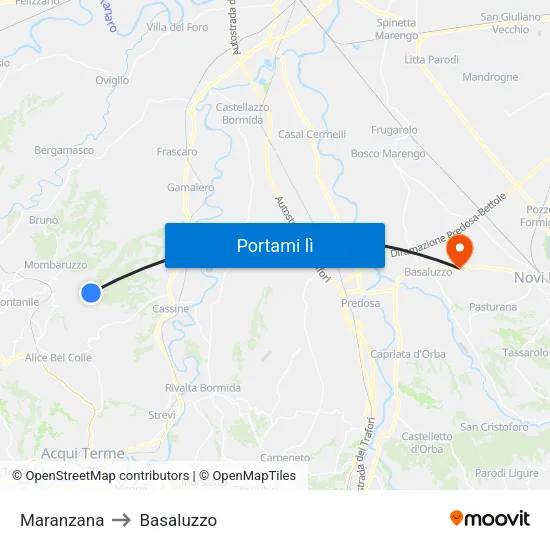 Maranzana to Basaluzzo map
