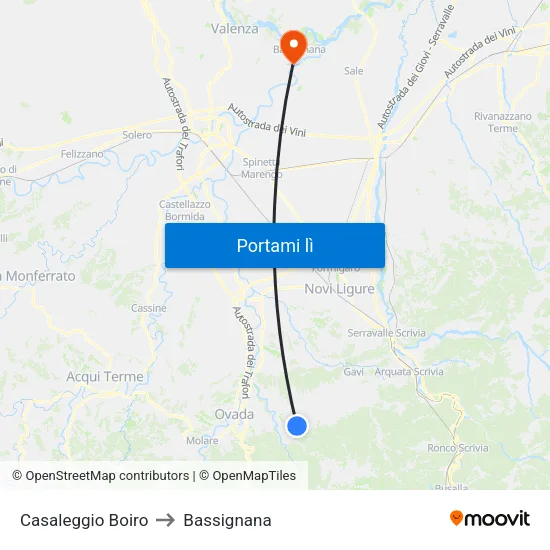 Casaleggio Boiro to Bassignana map