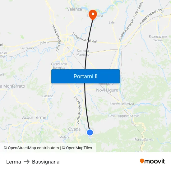 Lerma to Bassignana map